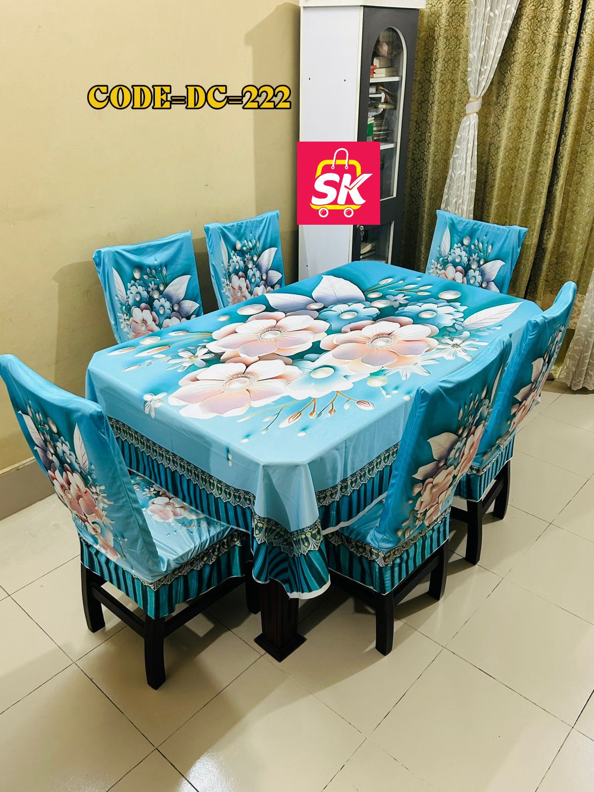 3D প্রিন্টের প্রিমিয়াম ডাইনিং টেবিল ক্লথ ও চেয়ার কভার ।। কোডঃ 222