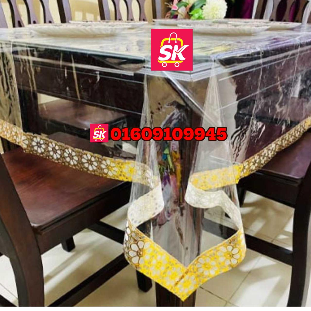 ৮ চেয়ারের স্বচ্ছ পরিষ্কার ডাইনিং টেবিলের কাভার ম্যাট গ্লাস ম্যাট। ওয়াটারপ্রুফ